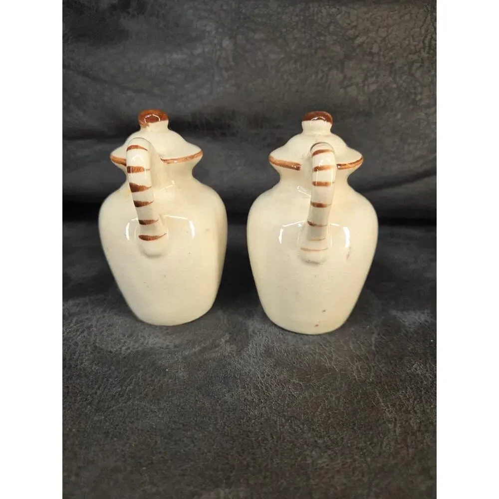 Vintage Japan Ceramic Radish Salt and Pepper Shakers Hand Painted Pitcher Style
